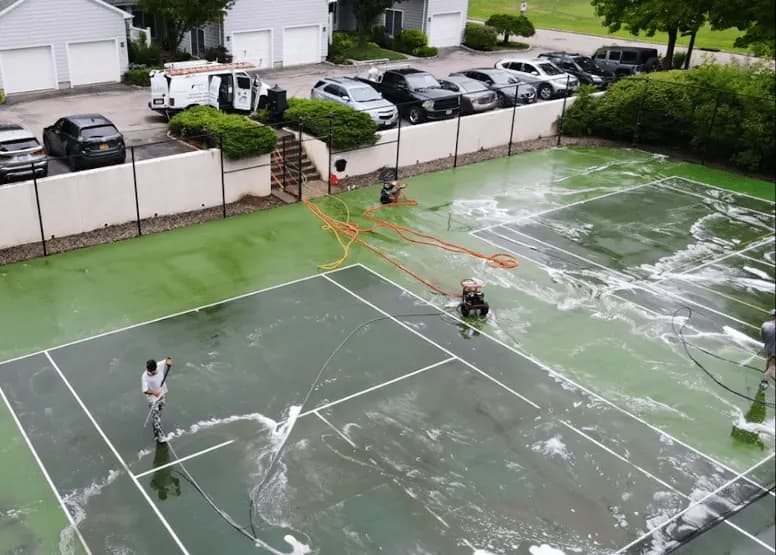 Cleveland Heights Power Washing professional cleaning outdoor surfaces at Cleveland Heights property