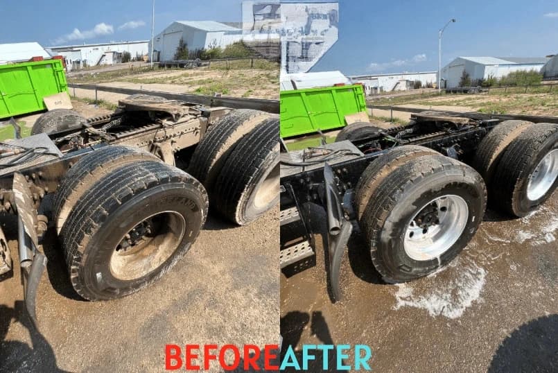 Cleveland Heights Power Washing team cleaning commercial fleet vehicles in Cleveland Heights