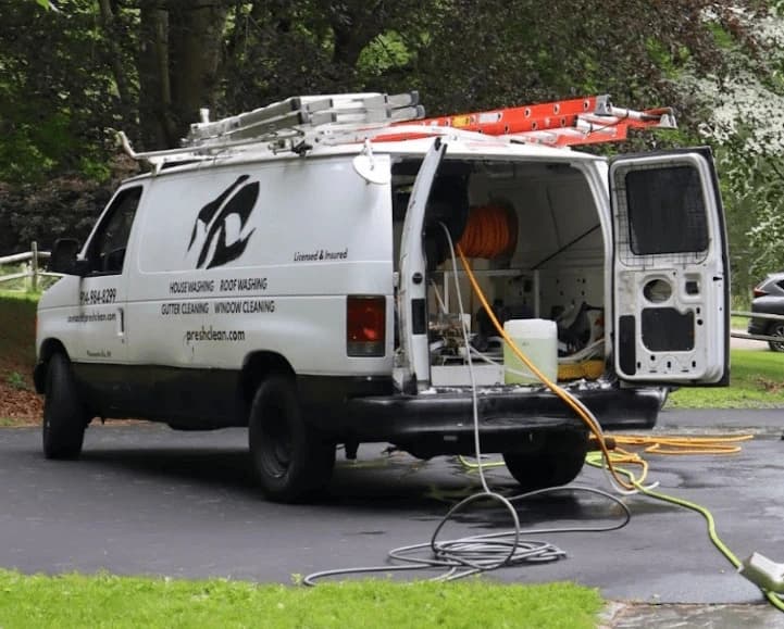 Cleveland Heights Power Washing professionals cleaning commercial fleet in Cleveland Heights